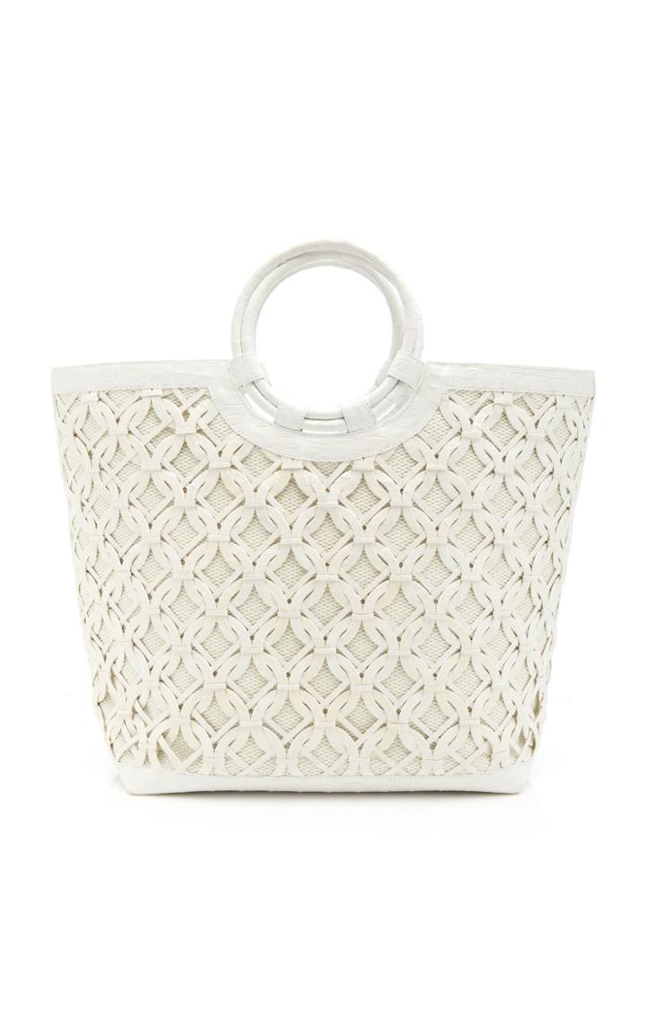 Moda Operandi Nancy Gonzalez Woven Crocodile And Linen Tote