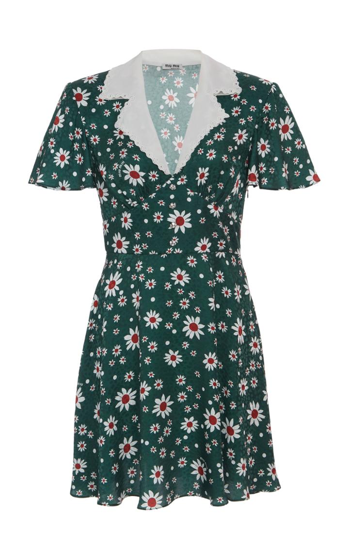 Miu Miu Floral Collared Mini Dress
