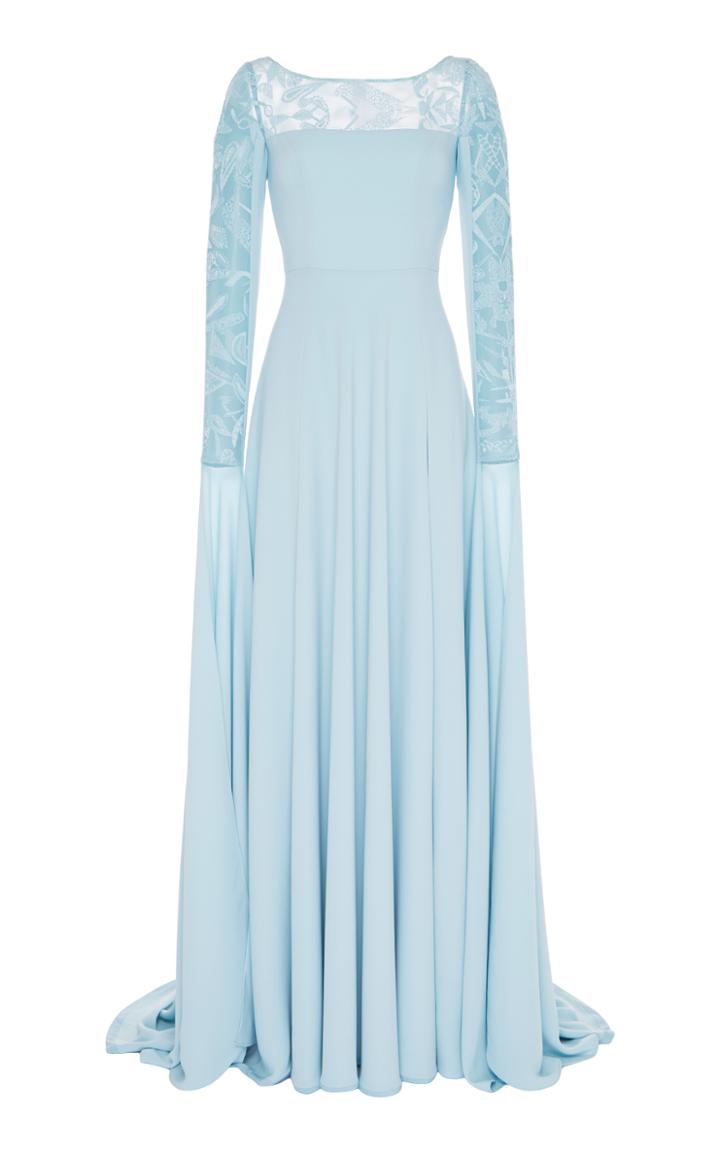 Georges Hobeika Long Draped Sleeve Gown