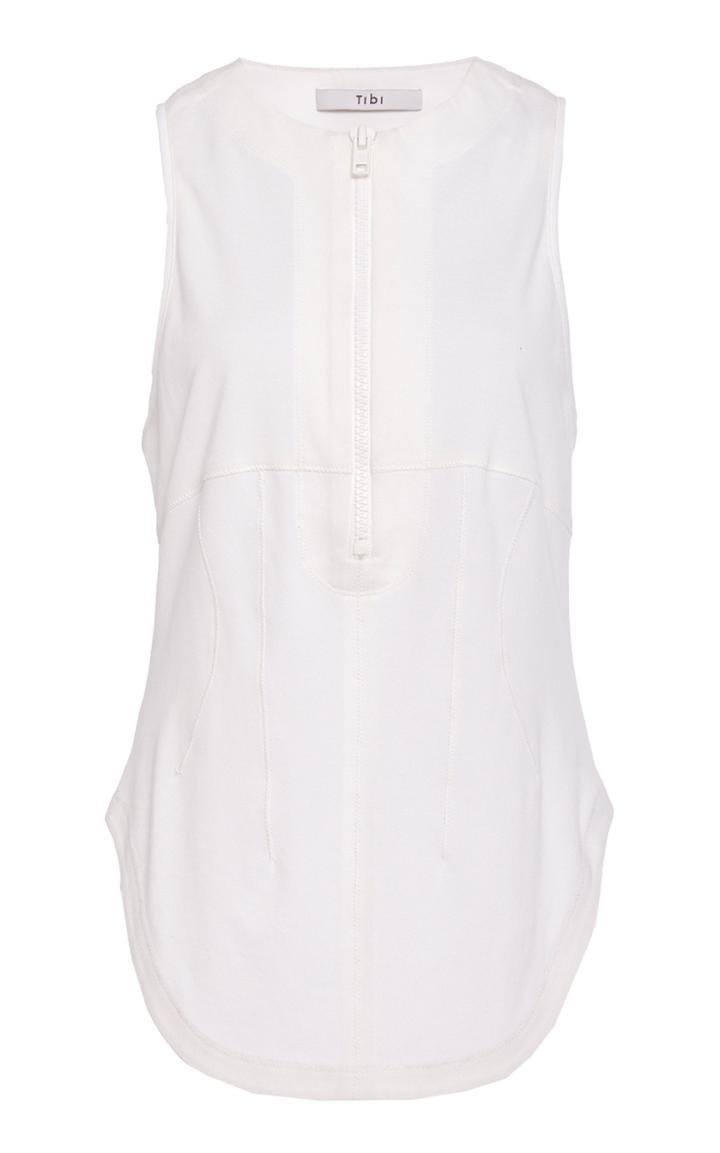 Moda Operandi Tibi Cotton Pique Corset Zip Up Tank Size: 0