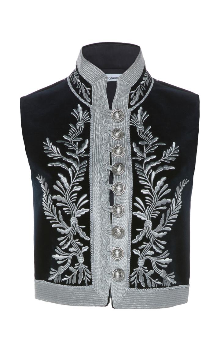 Paco Rabanne Embroidered Cotton Military Vest