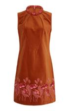 Anna Sui Metallic Floral Embroidered Velveteen Mini Dress