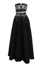 Carolina Herrera Pleated Sequin-embellished Satin Gown