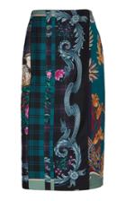 Salvatore Ferragamo Printed Silk Twill Paneled Midi Skirt