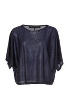 Sally Lapointe Dolman-sleeve Metallic Mesh Knit T-shirt