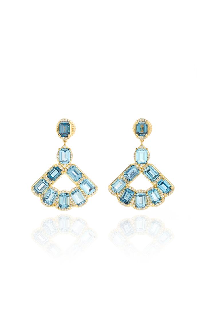 Jamie Wolf 18k Yellow Gold London Blue Topaz And Diamond Fan Earring