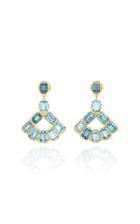 Jamie Wolf 18k Yellow Gold London Blue Topaz And Diamond Fan Earring