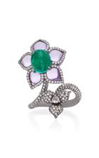 Saboo Royale 18k White Gold Amethyst And Emerald Ring