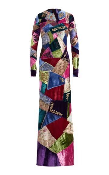 Ralph Lauren Hamlin Patchwork Velvet Gown