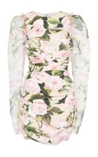 Dolce & Gabbana Ruched Floral-print Stretch-silk Mini Dress