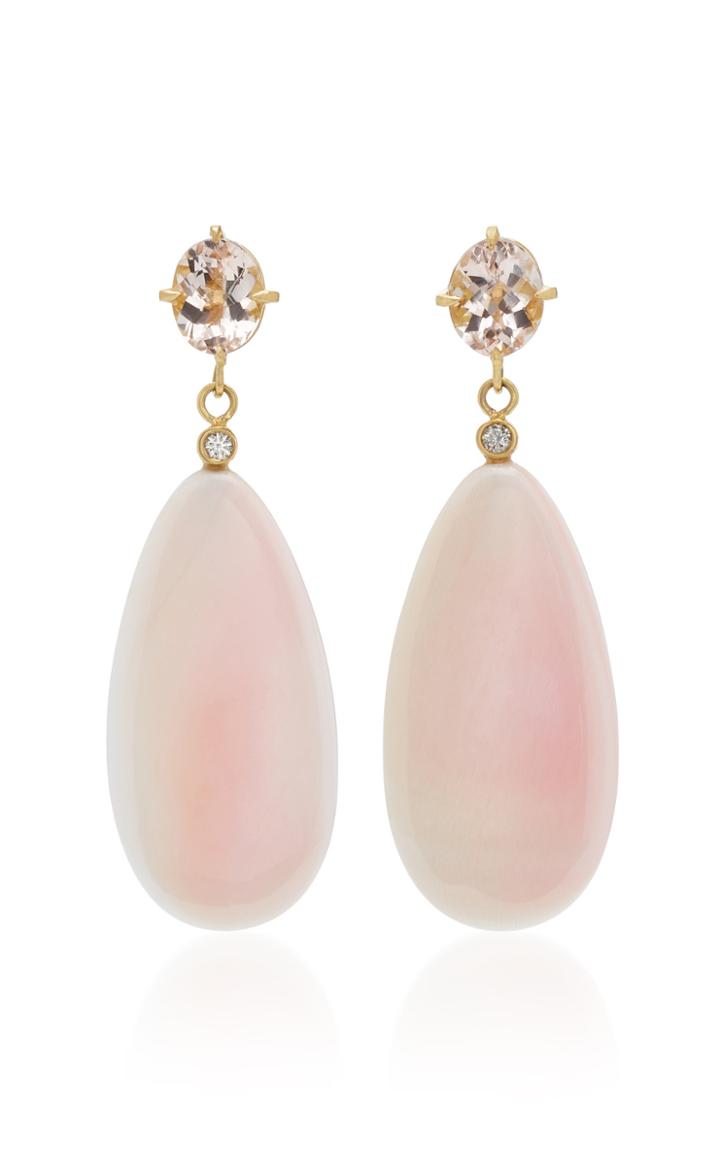 Katey Walker Pink Conch And 18k Yellow Gold Drop Earrings