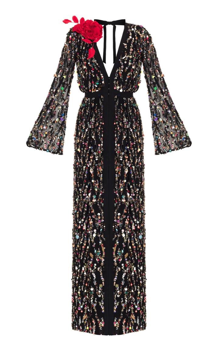 Rasario Open Back Long Sleeve Sequin Dress