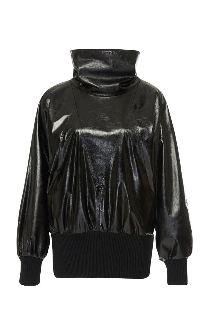 Givenchy Leather Turtleneck Blouson Top