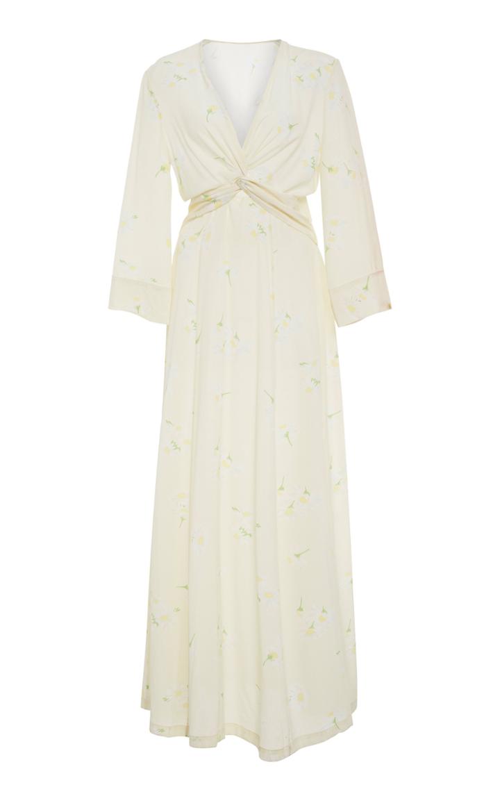 Ganni Nolana Tie Front Floral Silk Maxi Dress