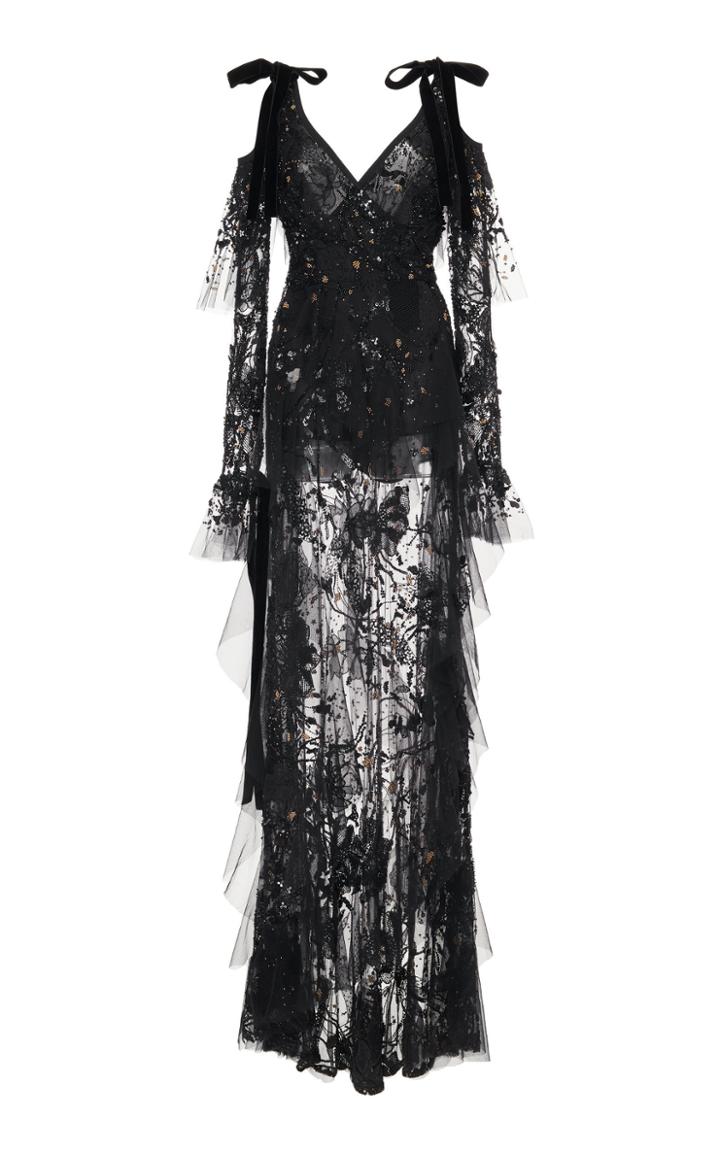 Elie Saab Bead Embroidery Maxi Dress