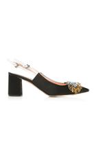 Rochas Two-tone Bead-embellished Suede Slingback Pumps
