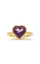 Katey Walker Large Heart 18k Gold And Amethyst Ring