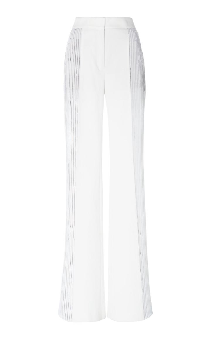 Akris Farida Metallic Foil-pleated Boot-leg Pants