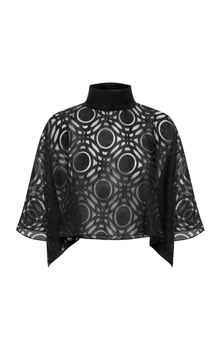 Bianca Spender Mock Collar Cape Top
