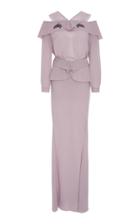 Zac Posen Cold Shoulder Crepe Gown