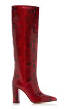Paris Texas Snake-effect Leather Knee Boots