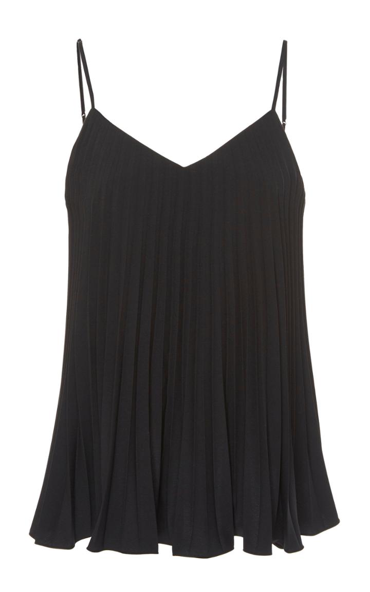 Tibi Edith Pleated Chiffon Top
