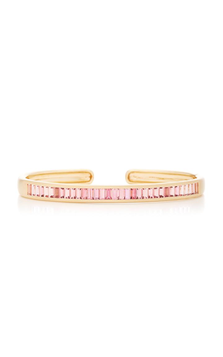 Moda Operandi Jane Taylor Cirque Wide Hinged Oval Cuff With Vertical Pink Tourmaline