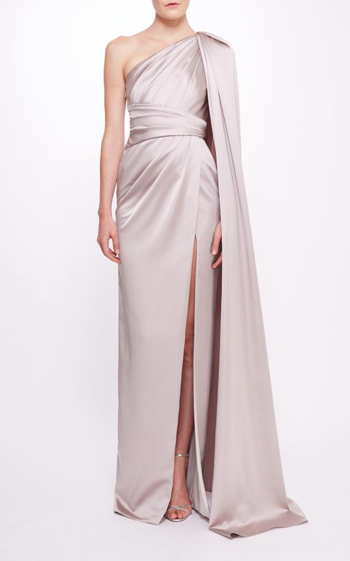 Moda Operandi Pamella Roland Stretch Satin One Shoulder Gown