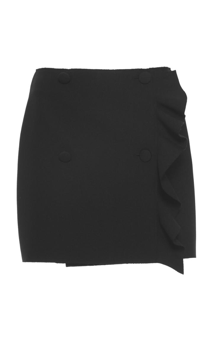 Msgm Double Crepe Buttoned Ruffle Skirt
