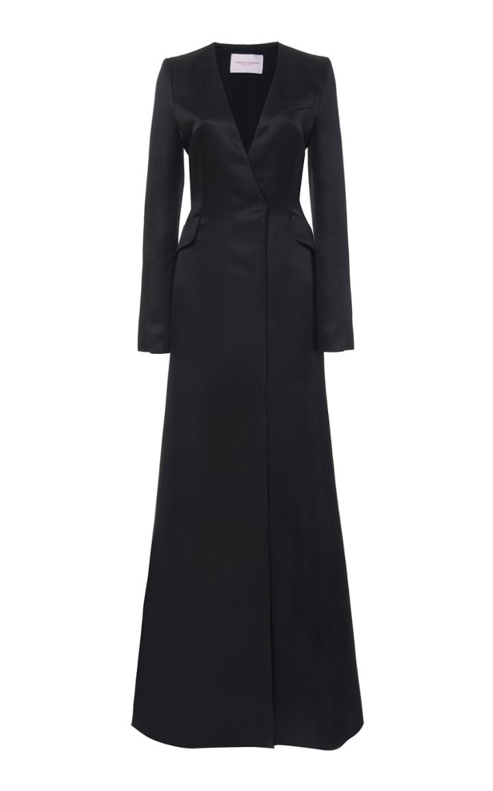 Carolina Herrera Long Sleeve Wool Twill Column Suit Gown