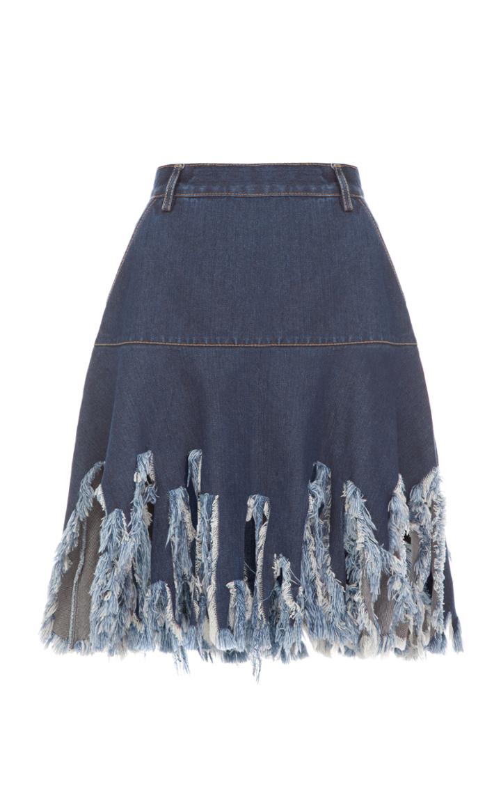 Ksenia Schnaider Mini Fringe Denim Skirt