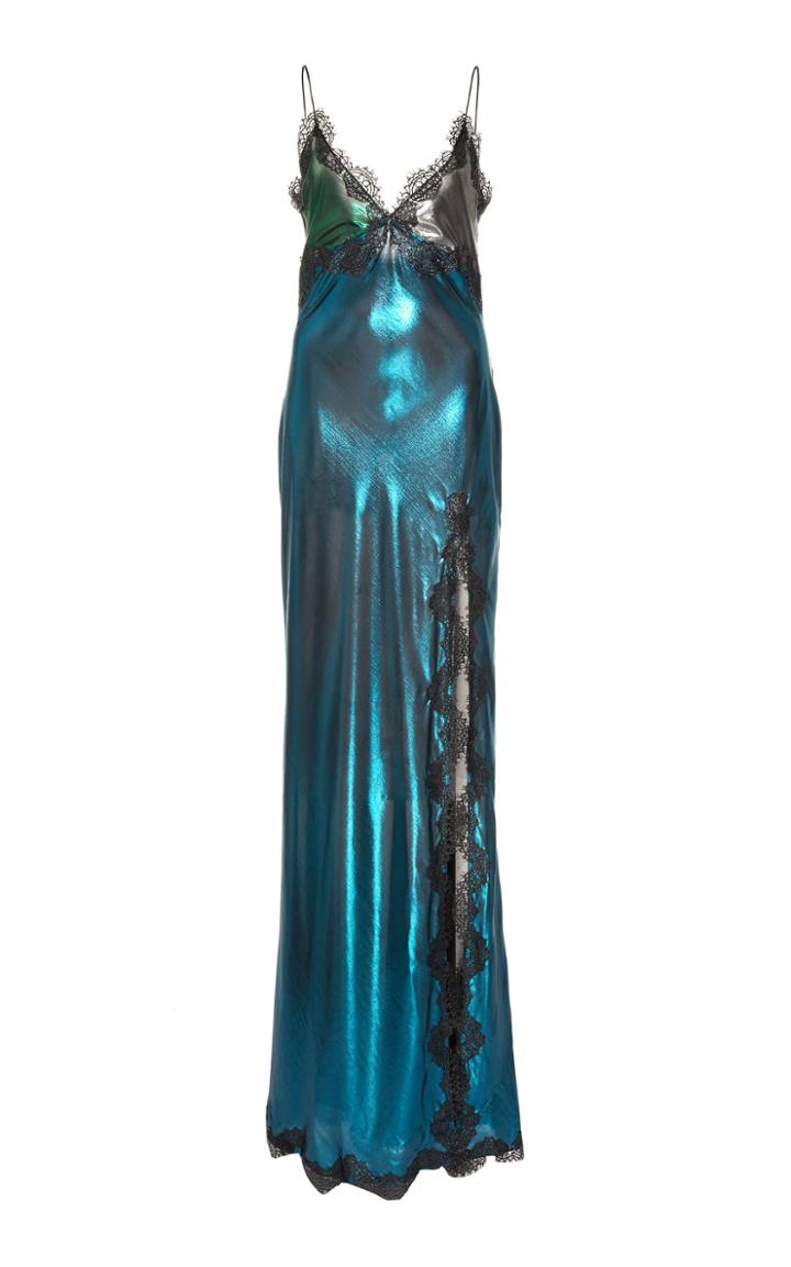 Moda Operandi Anas Jourden Metallic Lace-detailed Lam Maxi Dress Size: 34