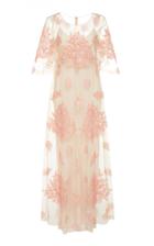 Rebecca De Ravenel Indoor Flutter Embroidered Tulle Dress