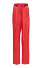 Lapointe Stretch Crinkle Satin High Waisted Belted Pant
