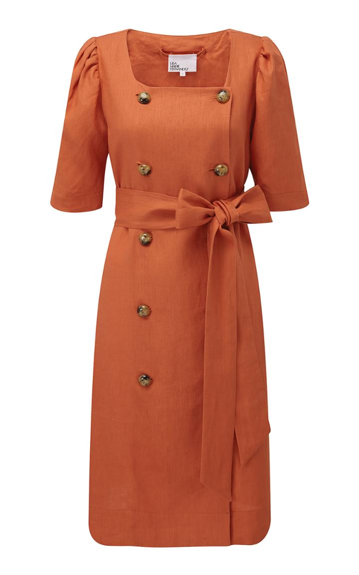 Lisa Marie Fernandez Diana Belted Double-breasted Linen Dress