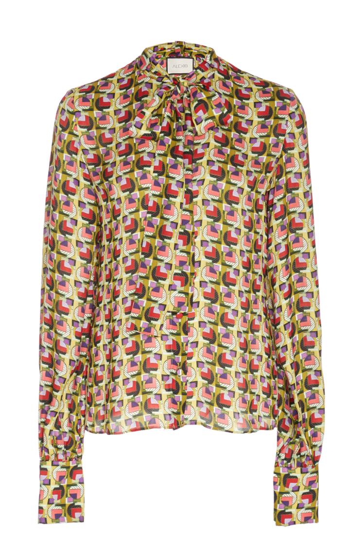Alexis Londyn Pussy Bow Geo-print Top