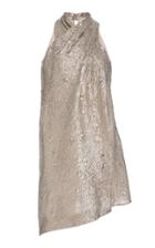 Moda Operandi Lela Rose Draped Metallic Jacquard Halter Top