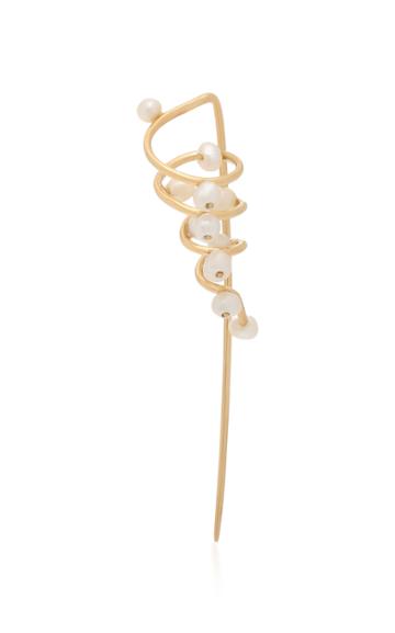 Donna Hourani Dew On Tendril-coil 18k Gold And Pearl Earrings
