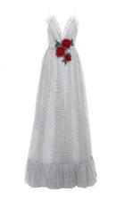 Rodarte Floral-embroidered Flocked Chiffon Gown