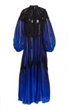 Moda Operandi Alberta Ferretti Silk Habotay Gown Embellished Neckline Size: 40