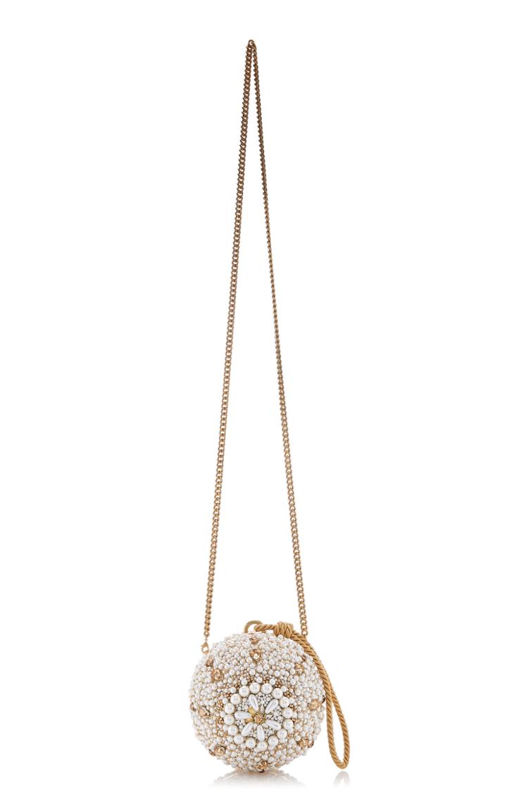 Oscar De La Renta Billard Gold-tone Beaded Clutch