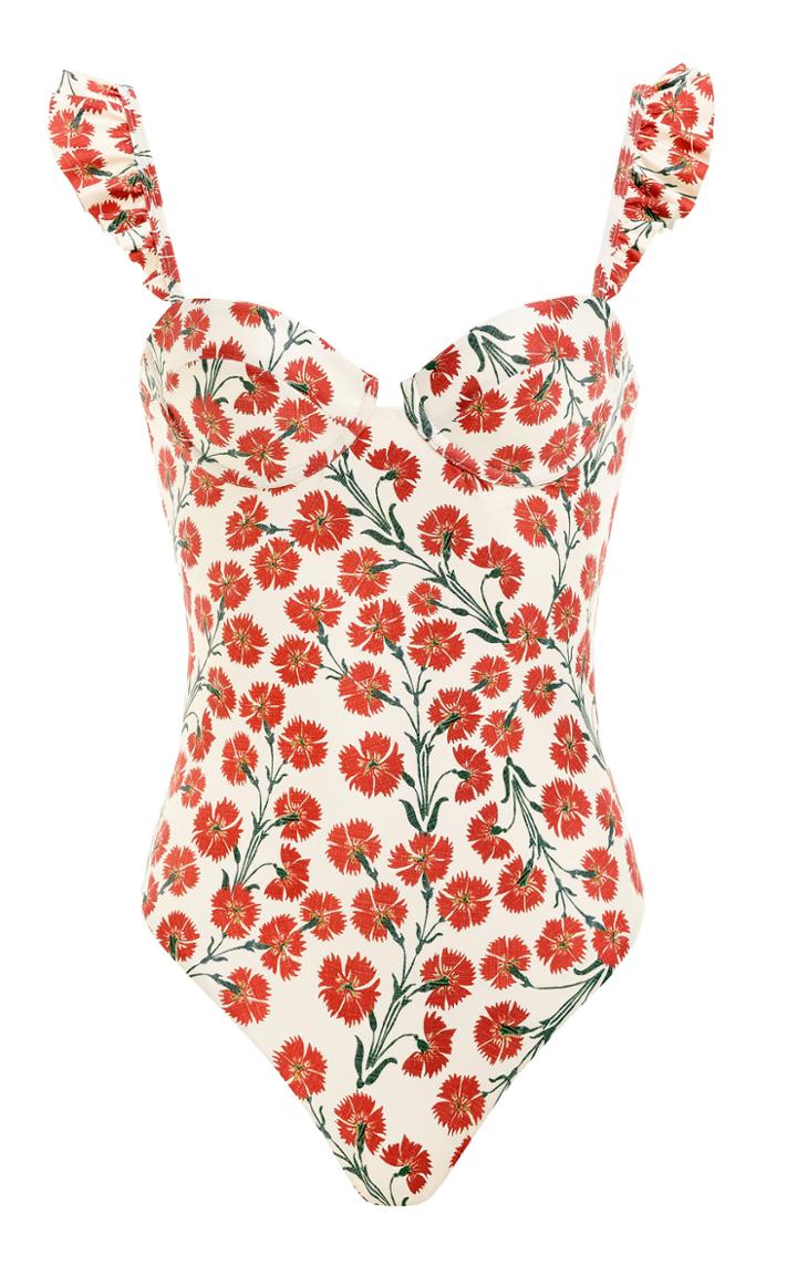 Moda Operandi Agua By Agua Bendita Ajonjoli Ruffled Bermelo-print One-piece Swimsuit