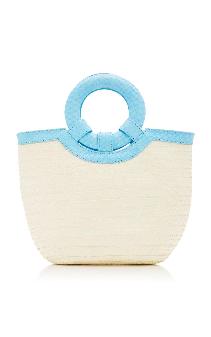 Adriana Castro Watersnake Trimmed Straw Tote