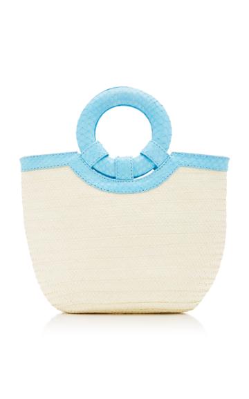 Adriana Castro Watersnake Trimmed Straw Tote