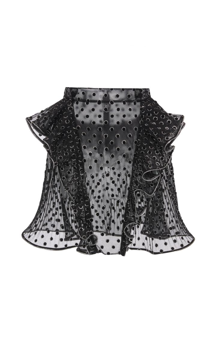 Alberta Ferretti Ruffled Polka Dot Chiffon Mini Skirt