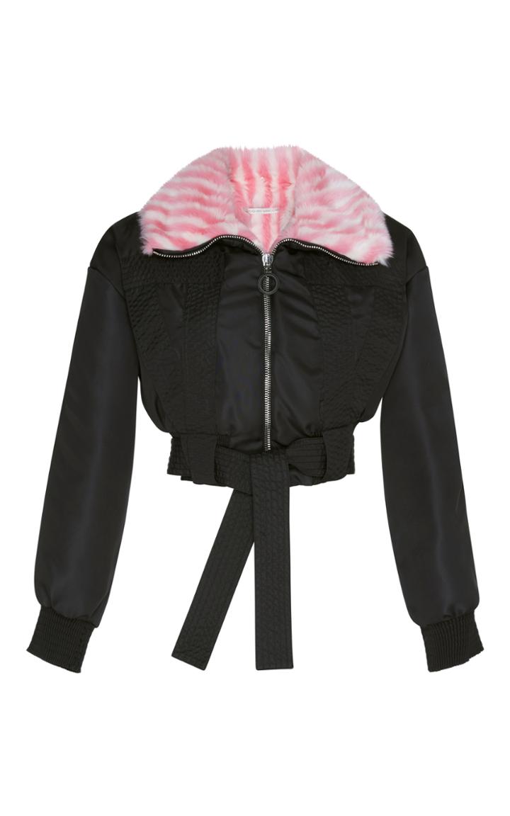 Marco De Vincenzo Fur-lined Jacquard Bomber Jacket