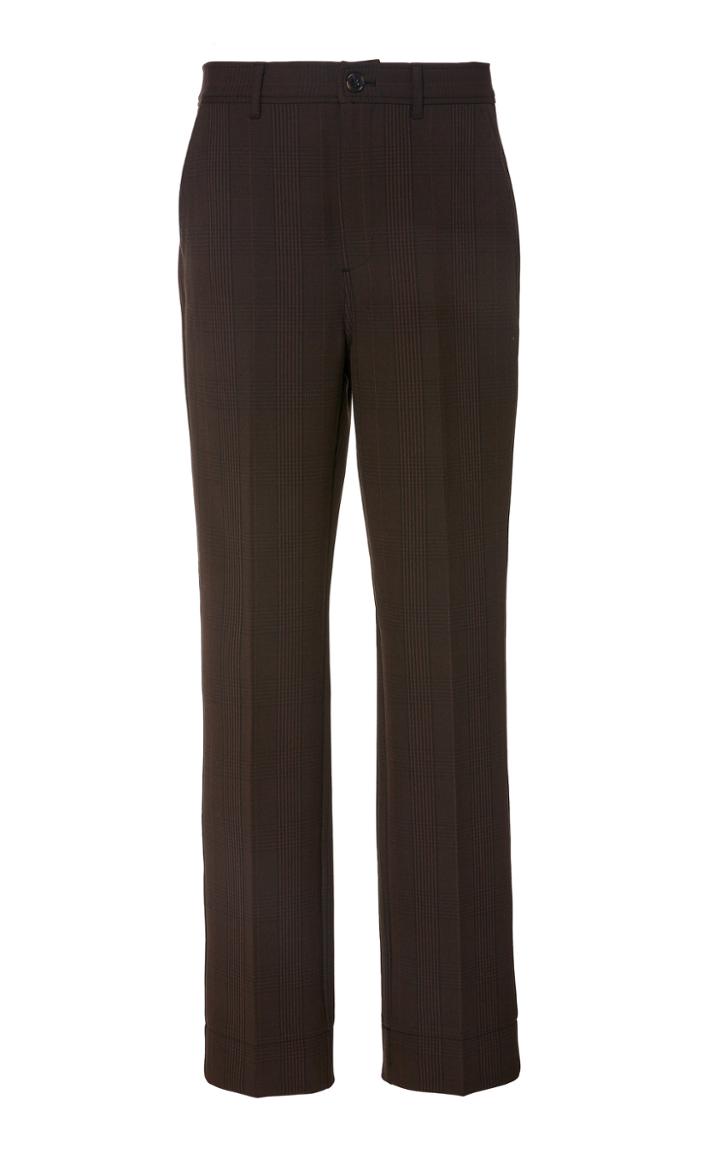 Ganni Plaid Stretch Knit Straight-leg Pants