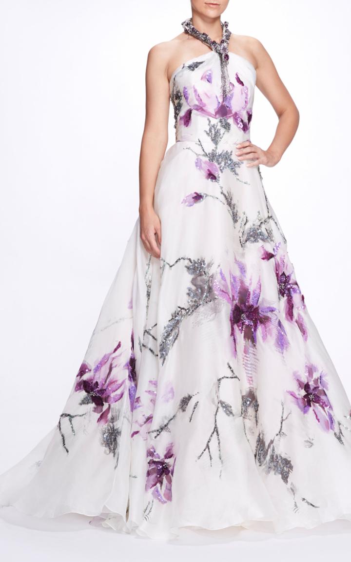 Moda Operandi Marchesa Floral Embellished Silk Gown