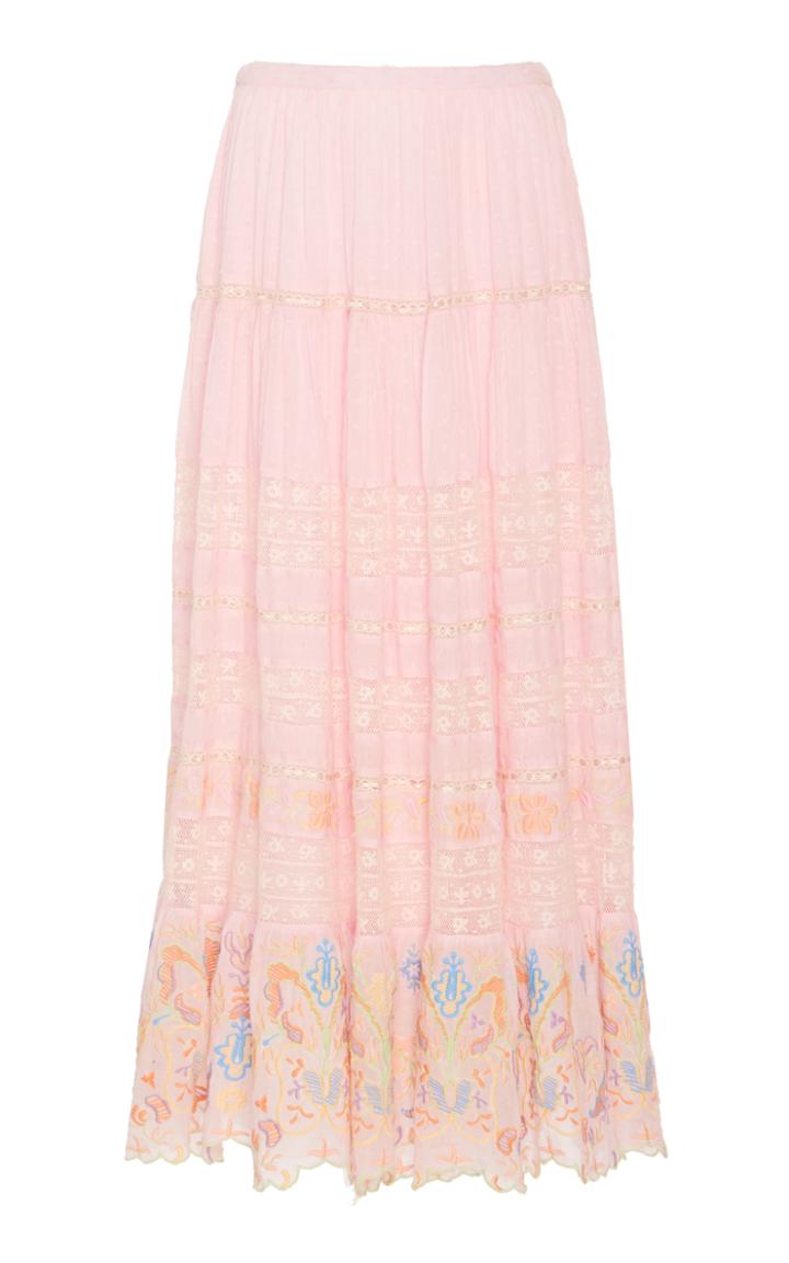 Moda Operandi Loveshackfancy Donna Cotton Lace Maxi Skirt Size: P