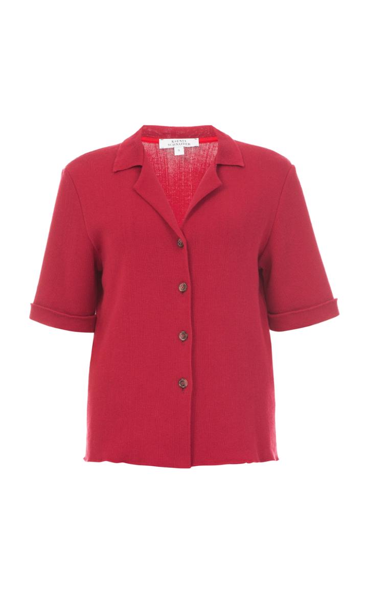 Ksenia Schnaider Ribbed Knit Polo Top